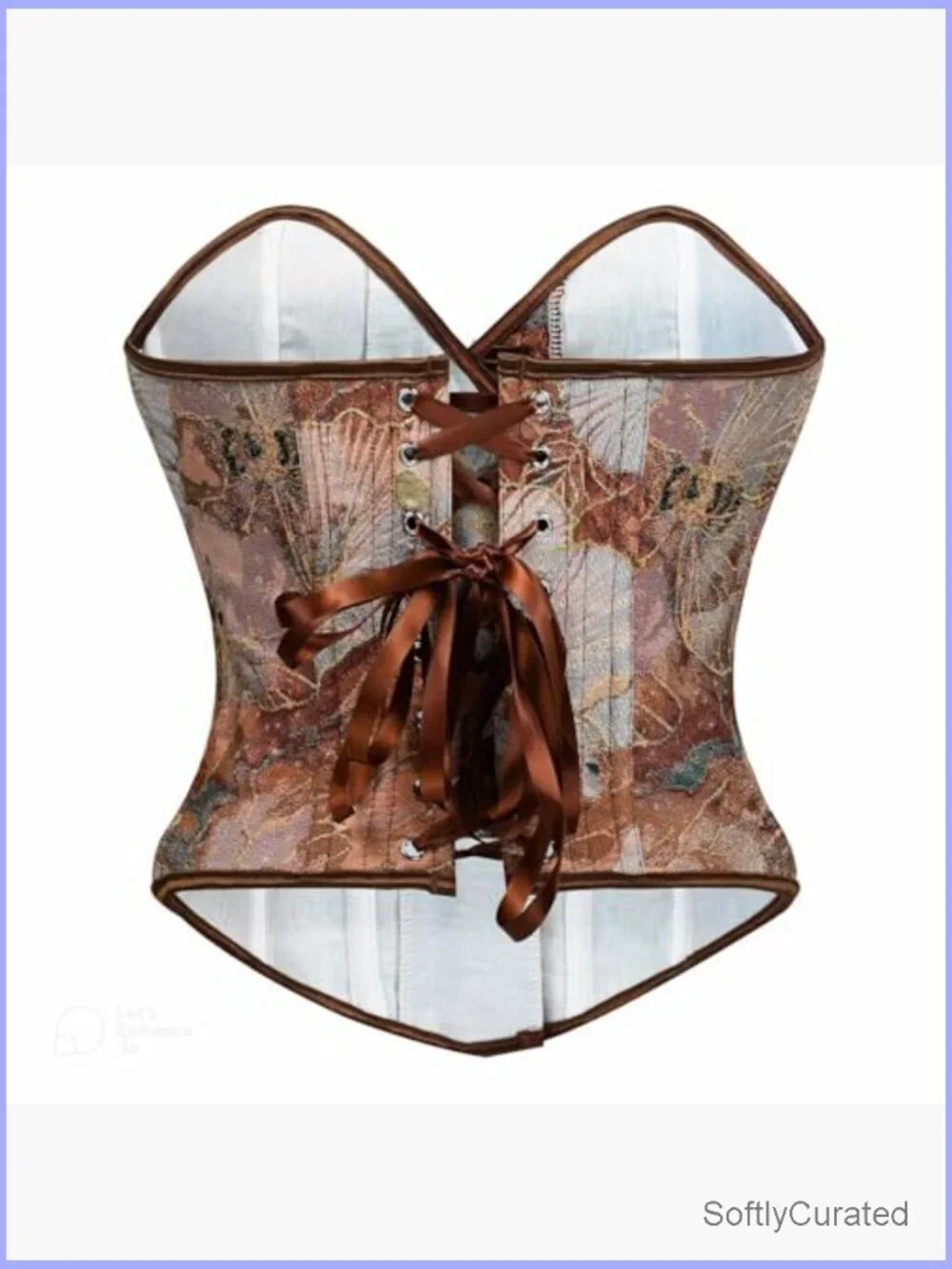 Vintage Floral Overbust Corset Top Lace Up Bustier Shapewear Boned Strapless